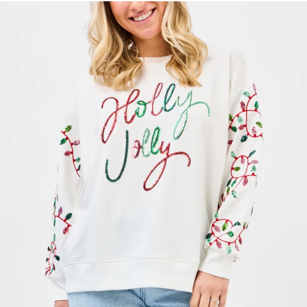 Mary Square | Sarah Sweatshirt - Holly Jolly Lights 2X NWT